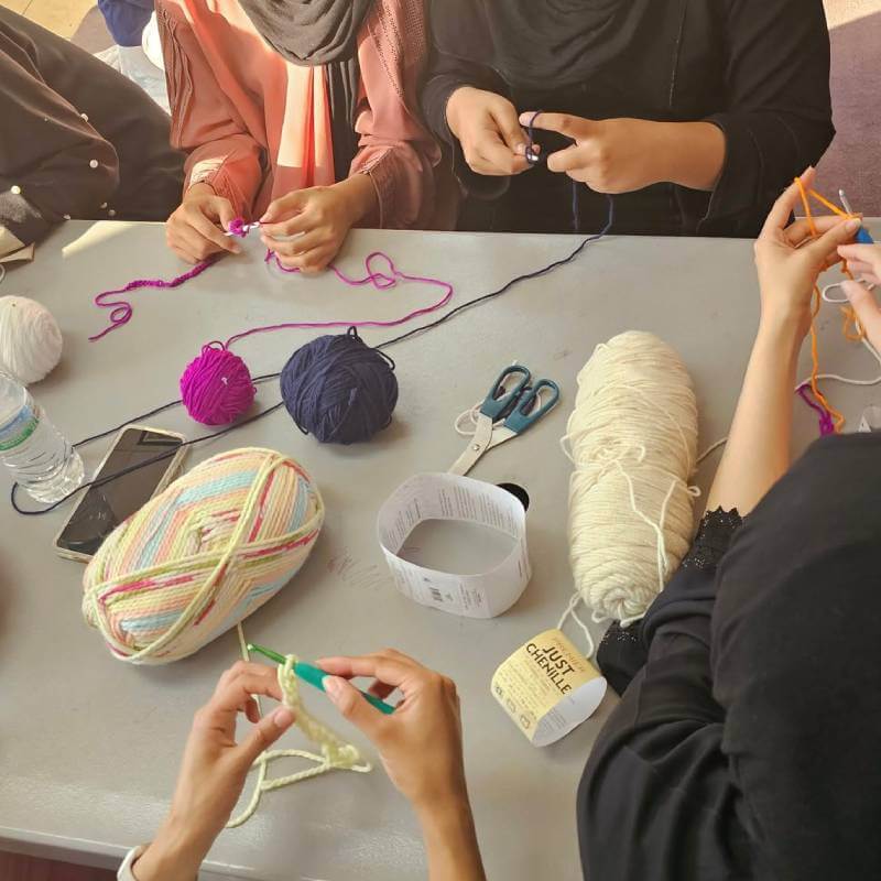 Muslim sisters participating in a community activity