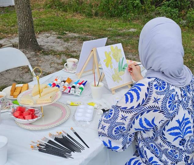 First painting with sisters session